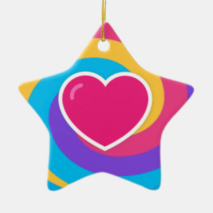Heart on Swirls Personalized Star Shaped Christmas Ceramic Ornament