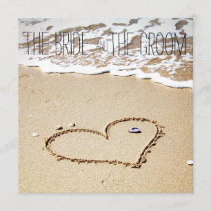 Heart on the beach wedding invitation