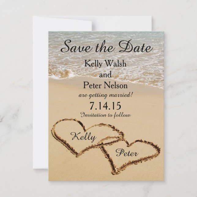Heart on the Shore Beach Save the Date Card (Front)