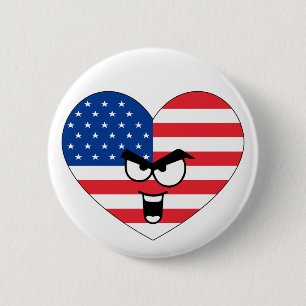 Heart on the USA - For real Americans! 2 Inch Round Button