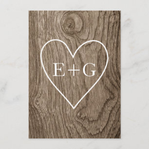 Heart on wood rustic wedding Save the Date