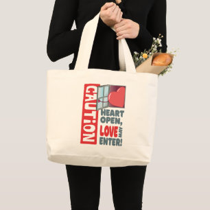 Heart open, love may enter (Valentine's Day) Large Tote Bag