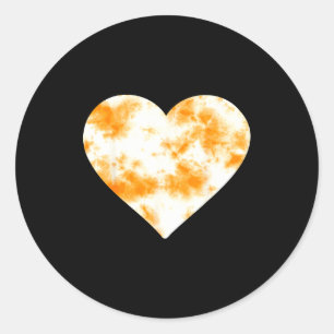 Heart Orange Tie Dye - Cute Valentines Day Graphic Classic Round Sticker