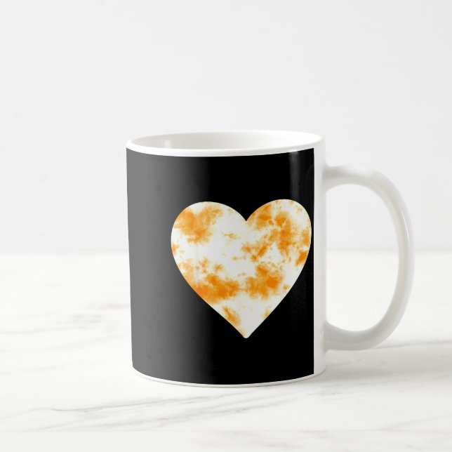 Heart Orange Tie Dye - Cute Valentines Day Graphic Coffee Mug (Right)