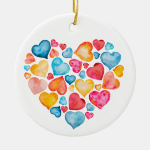 Heart Ornament   in Reds, Blues, and Oranges