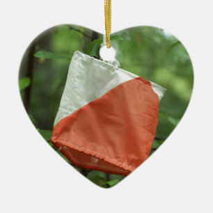 Heart Ornament - orienteering flag
