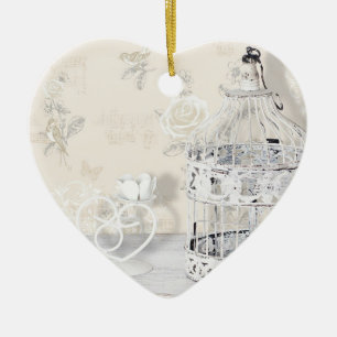 Heart Ornament - Shabby Chic Birdcage