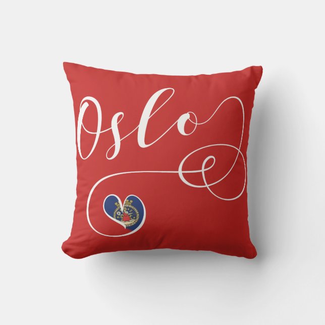 Heart Oslo Pillow, Norway Throw Pillow (Front)