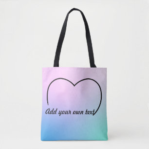 Heart outline and pastel coloured tote bag