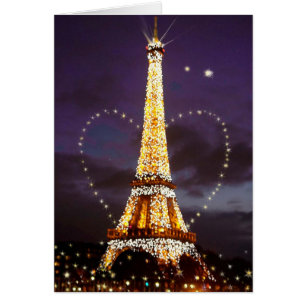 Heart over twinkling Eiffel Tower custom