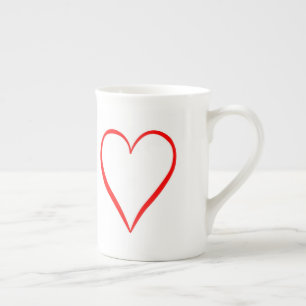 Heart painted on a white background bone china mug