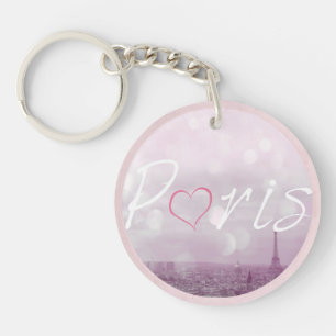 Heart Paris Pink Keychain