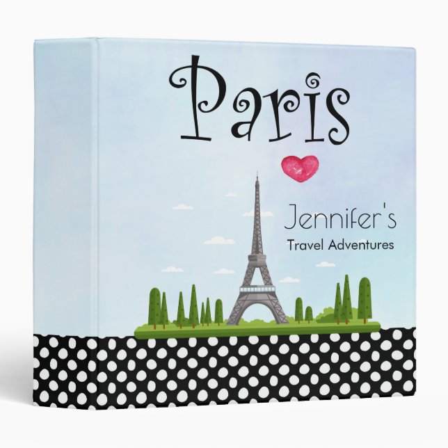 Heart Paris with Eiffel Tower Custom Binder (Front/Spine)