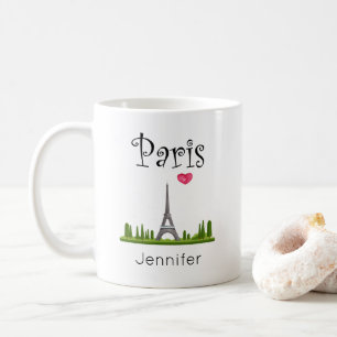 Heart Paris with Eiffel Tower Custom Coffee Mug