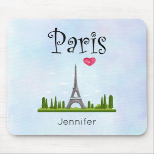 Heart Paris with Eiffel Tower Custom Mouse Pad