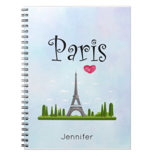 Heart Paris with Eiffel Tower Custom Notebook