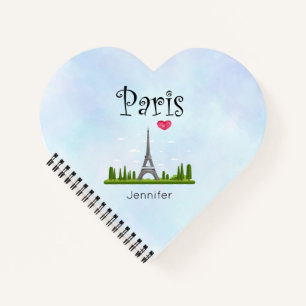 Heart Paris with Eiffel Tower Notebook