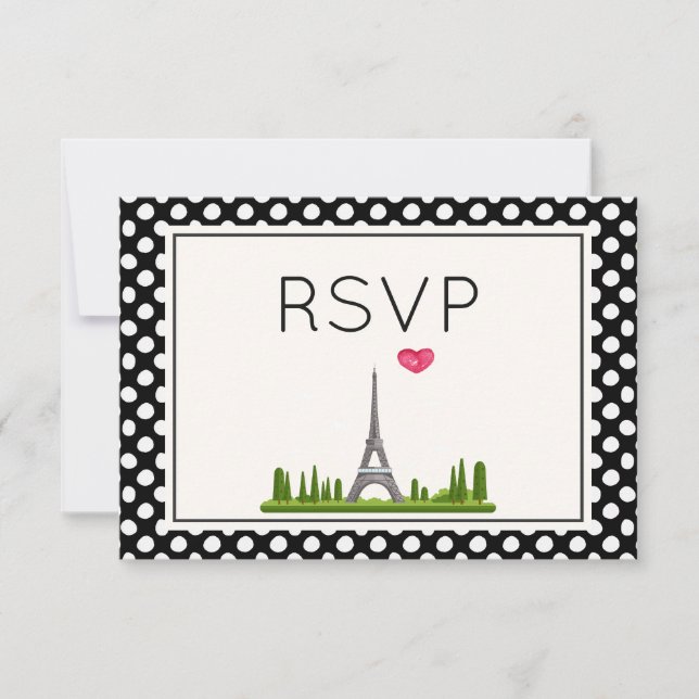 Heart Paris with Eiffel Tower RSVP Card (Front)