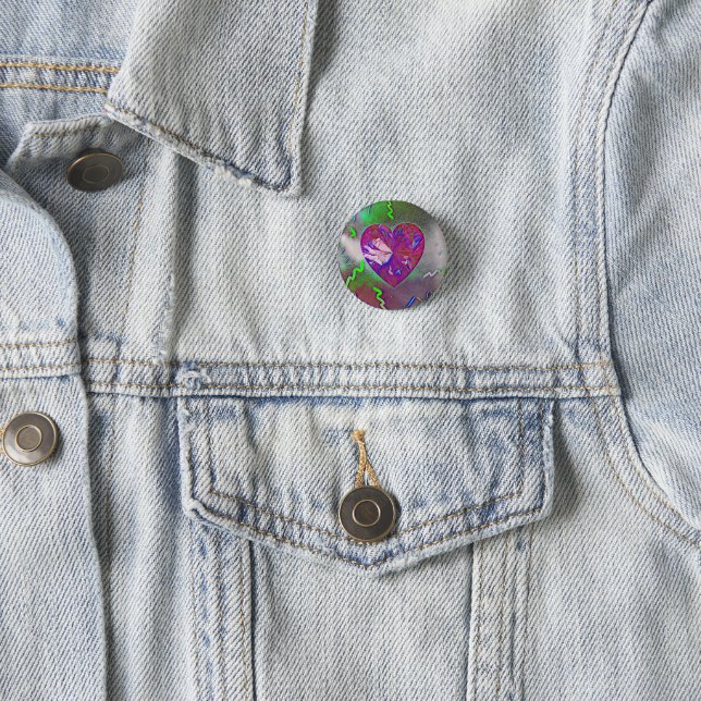 Heart Party 1 Inch Round Button (In Situ)