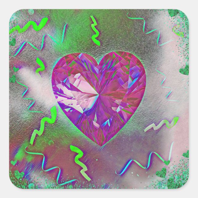 Heart Party  Square Sticker (Front)