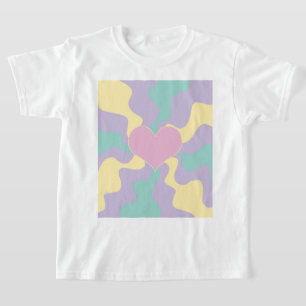 Heart - Pastel Pink, Yellow, Purple and Green T-Shirt
