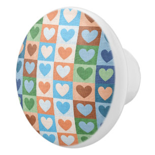 Heart Patchwork Ceramic Knob