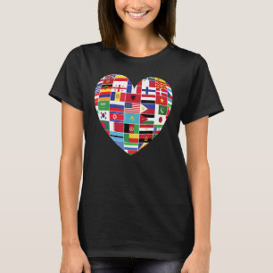 Heart Patriot World Countries Flag For Patriotic T T-Shirt