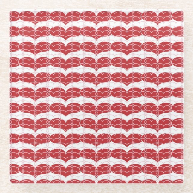 Heart pattern 2 glass coaster (Front)
