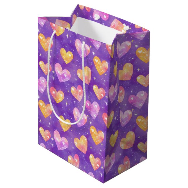 heart pattern 3 medium gift bag (Back Angled)