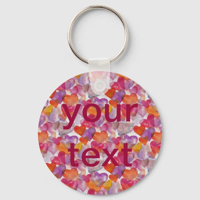 HEART Pattern ART 4 + your text Keychain (Front)