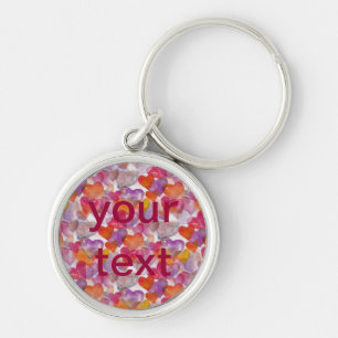 HEART Pattern ART 4 + your text Keychain