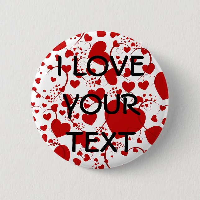 HEART Pattern ART 5 + your text 2 Inch Round Button (Front)