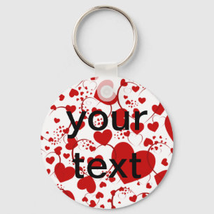 HEART Pattern ART 5 + your text Keychain