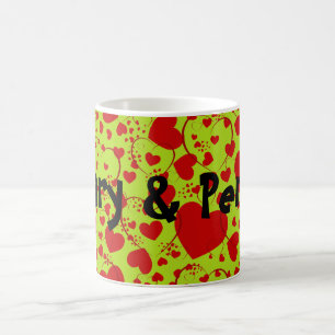 HEART Pattern ART 5 + your text lightgreen Coffee Mug