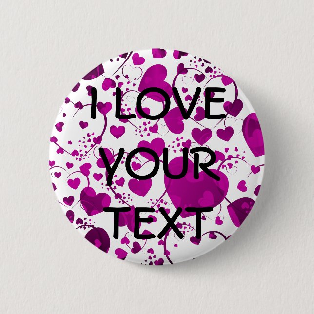 HEART Pattern ART 6 + your text 2 Inch Round Button (Front)