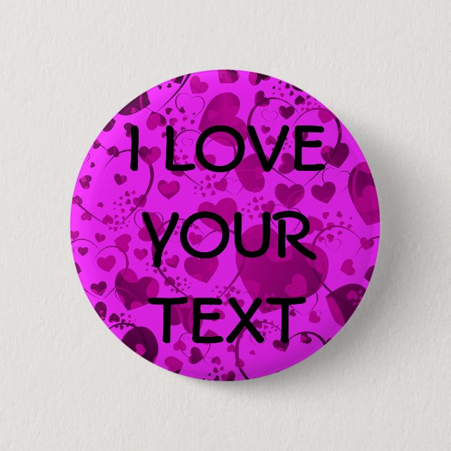 HEART Pattern ART 6 + your text | pink 2 Inch Round Button (Front)