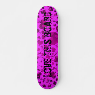 HEART Pattern ART 6 + your text   pink Skateboard
