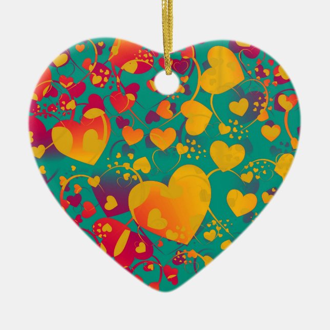HEART pattern ART 9 Ceramic Ornament (Front)