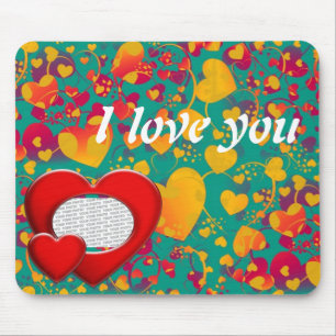 HEART pattern ART 9 + your text and photo Mouse Pad