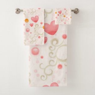 Heart Pattern Bath Bath Towel Set
