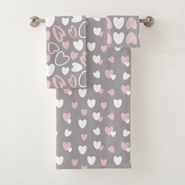 Heart Pattern Bath Towel Set (Insitu)