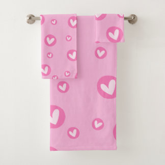 Heart Pattern Bath Towels