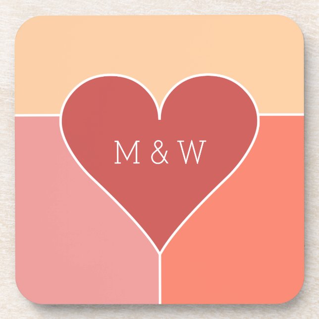 Heart Pattern custom monogram coaster set (Front)