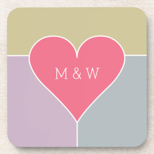 Heart Pattern custom monogram coaster set