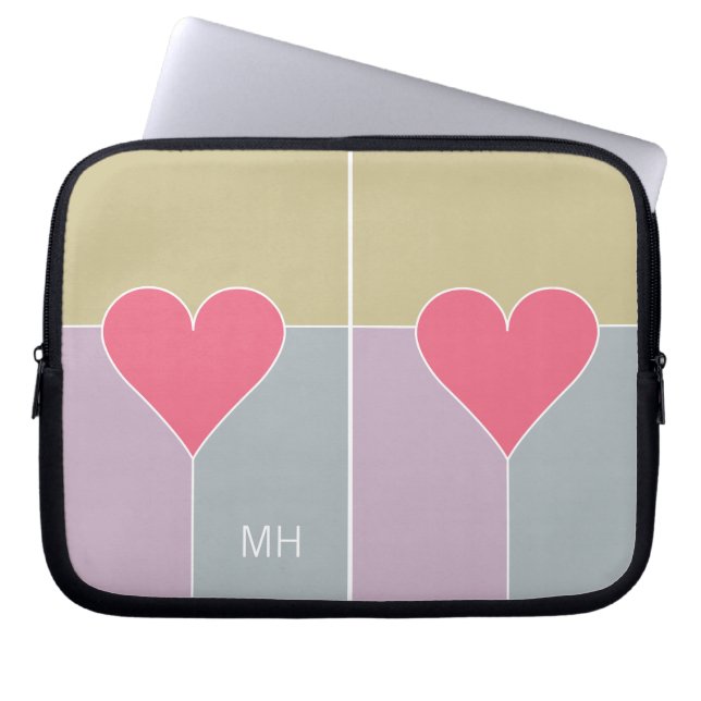 Heart Pattern custom monogram laptop sleeves (Front)