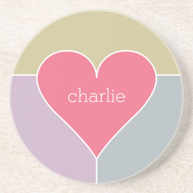 Heart Pattern custom monogram mugs Coaster (Front)
