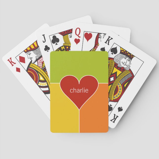 Heart Pattern custom monogram playing cards (Back)