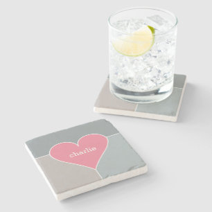 Heart Pattern custom monogram stone coasters