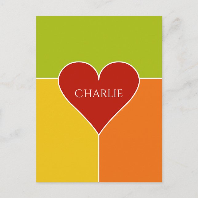 Heart Pattern custom name postcard (Front)