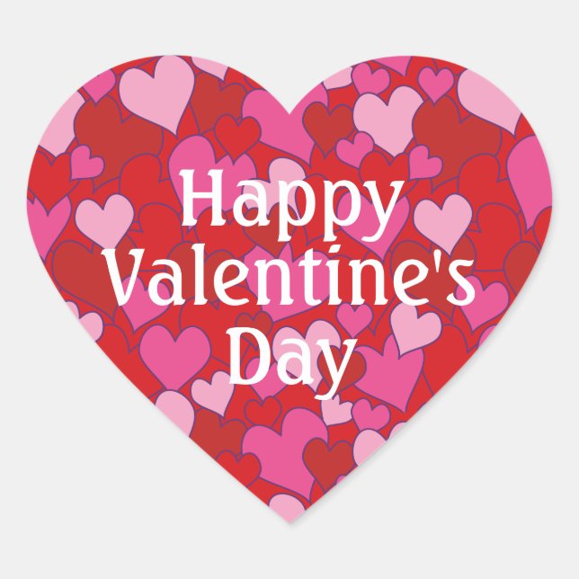 Heart Pattern Happy Valentine's Day Sticker (Front)
